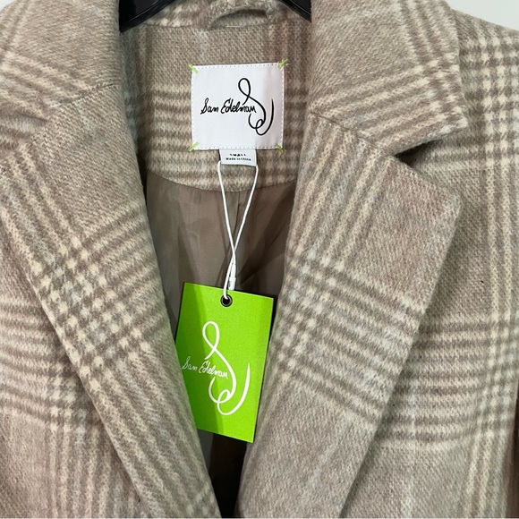 NWT Sam Edelman Windowpane Plaid Coat in Feminine Plaid Size S Wool blend - Picture 10 of 10